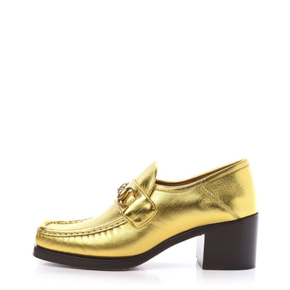 Gucci Metallic Malaga Kid Horsebit Loafer Pumps 35.5 Gold 1 of 9