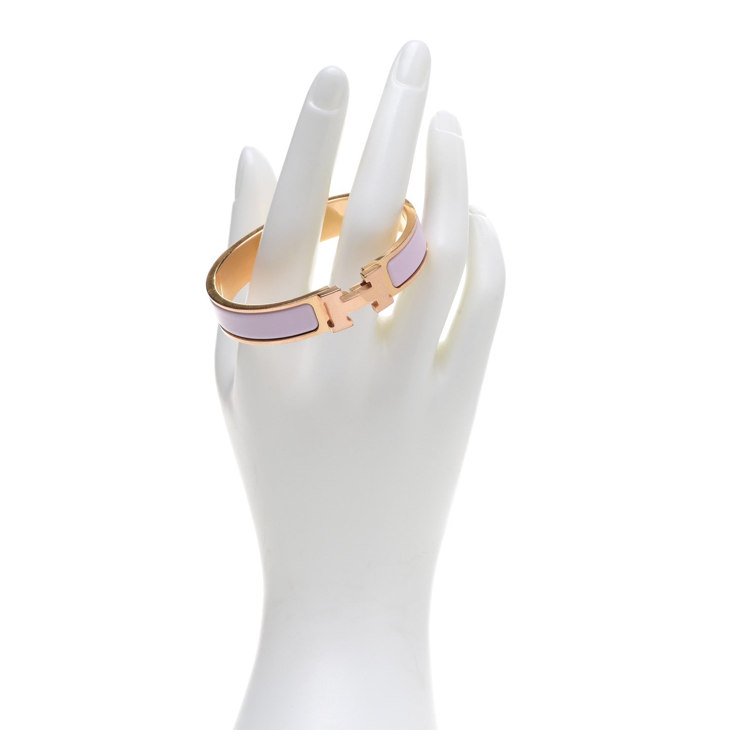 Hermes Enamel Narrow Clic Clac H Bracelet PM Rose Dragee 2 of 6