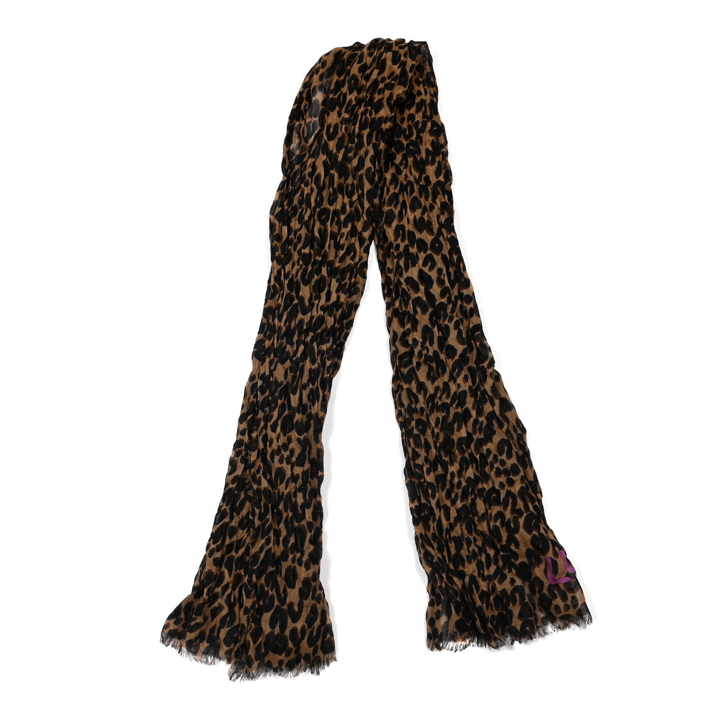 Cashmere Silk Leopard Etole Stole Marron