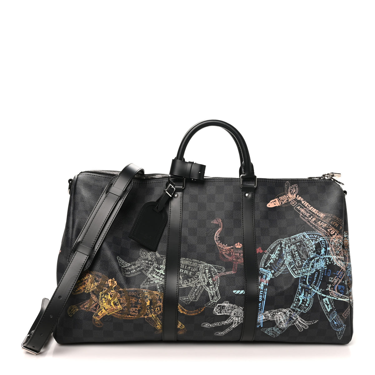 Louis Vuitton Damier Graphite Stamps Keepall Bandouliere 50 1 of 8