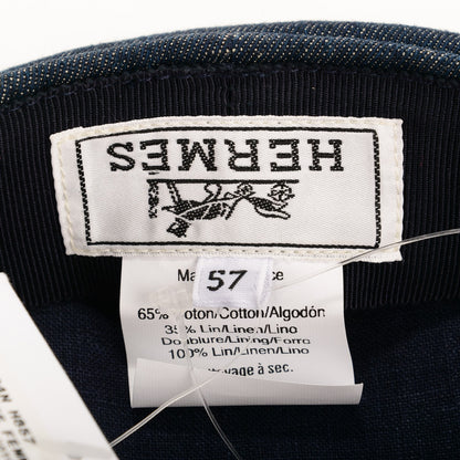 Hermes Denim Cotton Linen Agathe Hat 57 Indigo 5 of 5