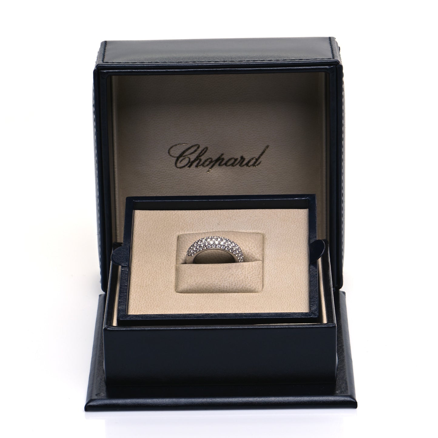 18K White Gold Diamond Pave Dome Ring 54 6.75