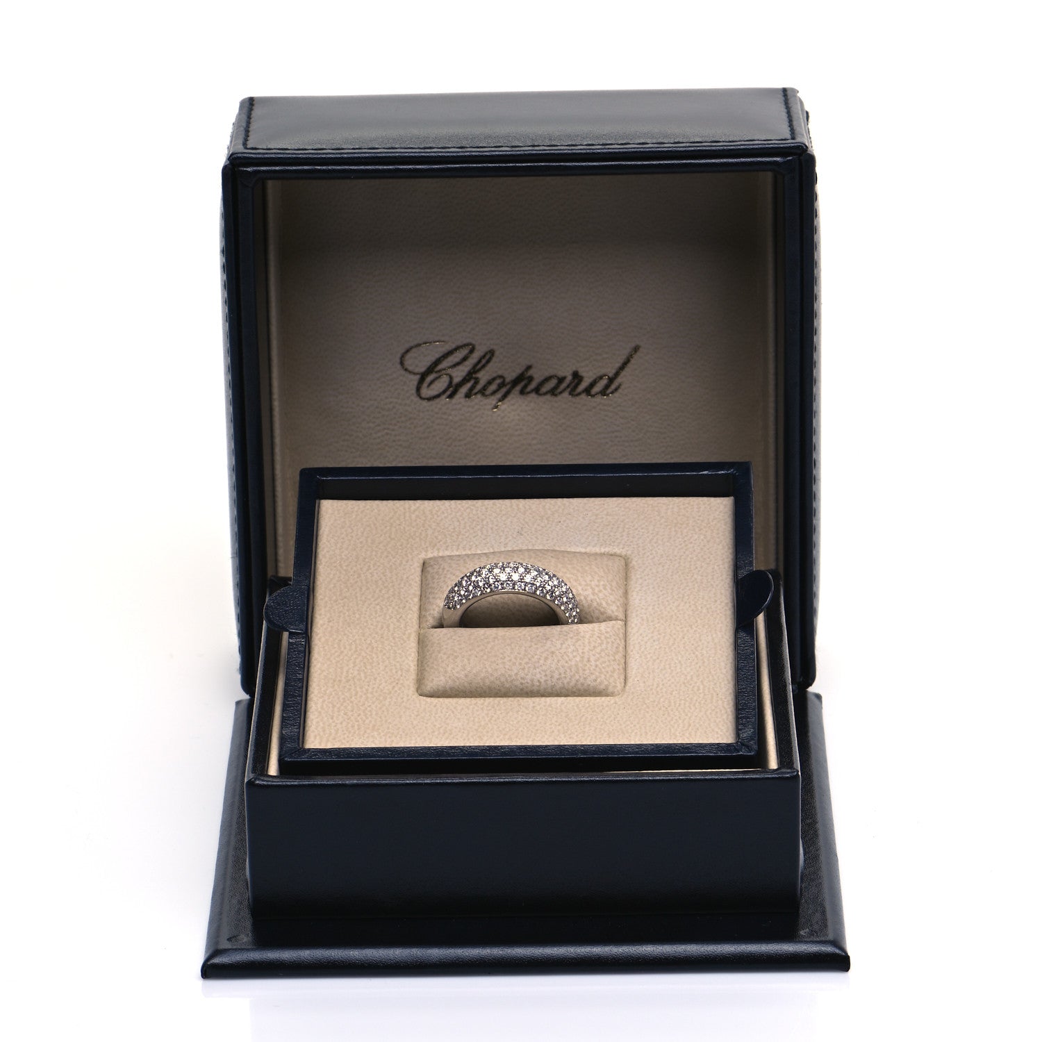 Chopard 18K White Gold Diamond Pave Dome Ring 54 6.75 7 of 7