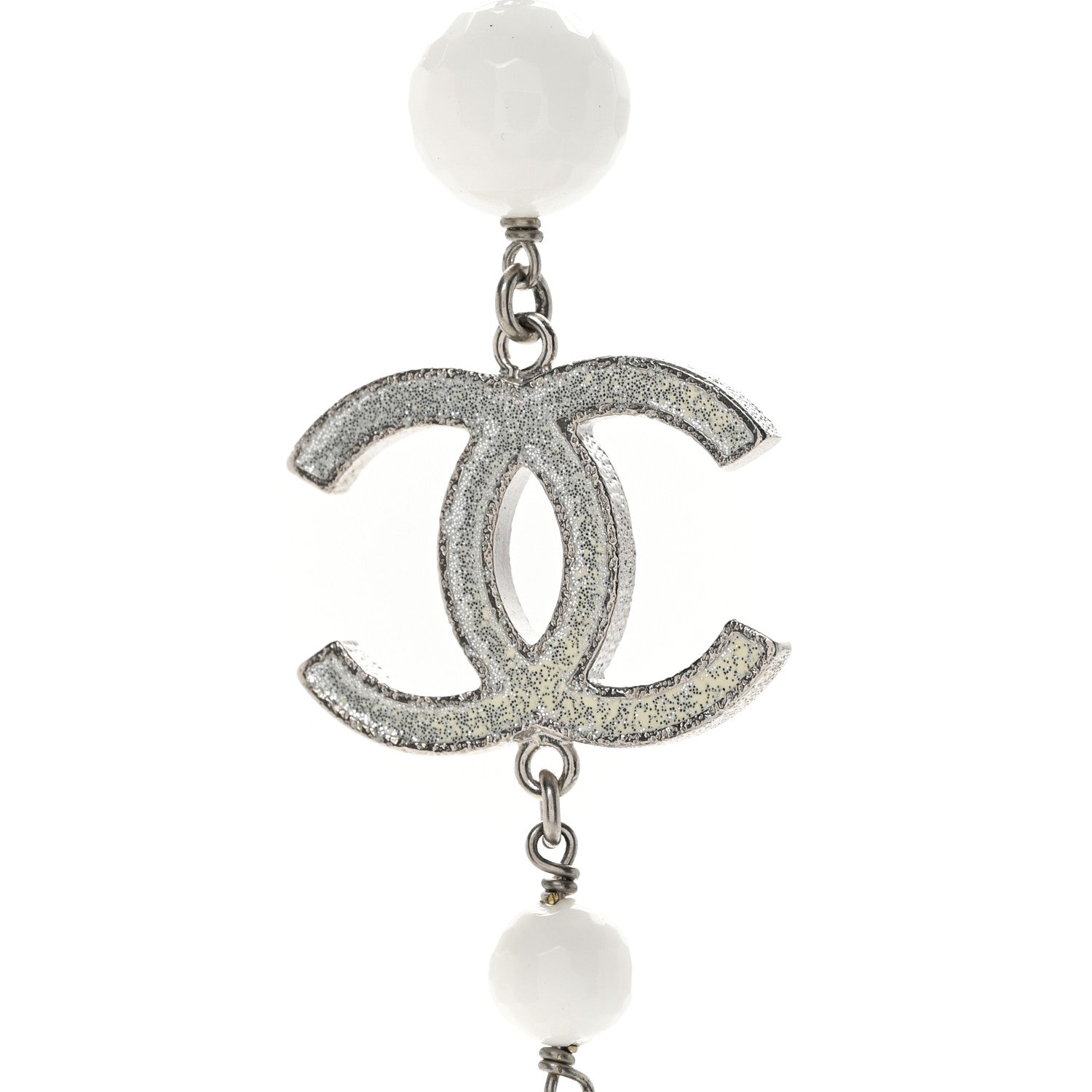 Chanel Enamel Crystal CC Long Necklace White 4 of 6