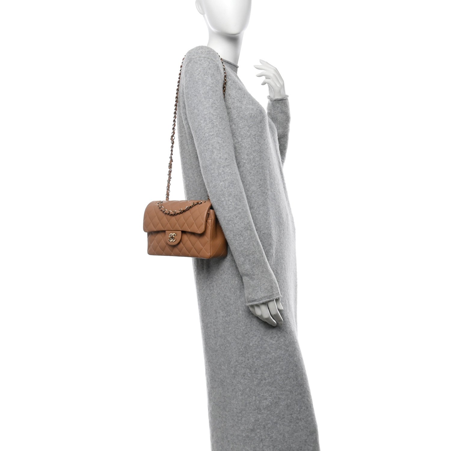 Chanel Caviar Quilted Small Double Flap Dark Beige 2 of 10