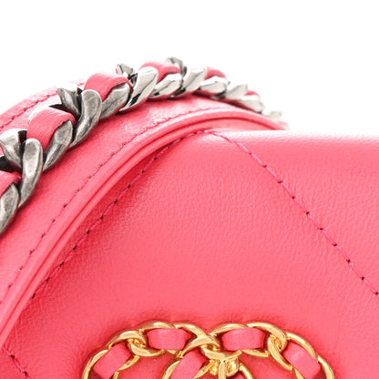 Chanel Lambskin Quilted Chanel 19 Flap Coin Purse With Chain Dark Pink 10 of 12