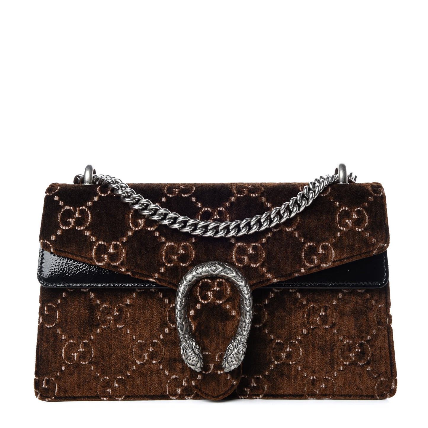 Velvet Skipper GG Monogram Small Dionysus Shoulder Bag Brown Black