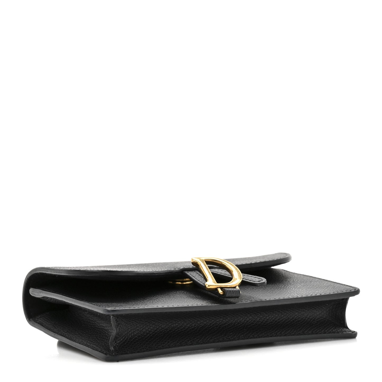 Grained Calfskin Saddle Belt Bag Black