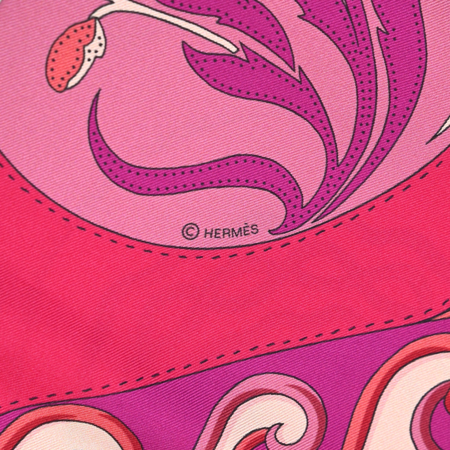 Hermes Silk Festival des Amazones Maxi Twilly Fuchsia Rose Indien Corail 3 of 4