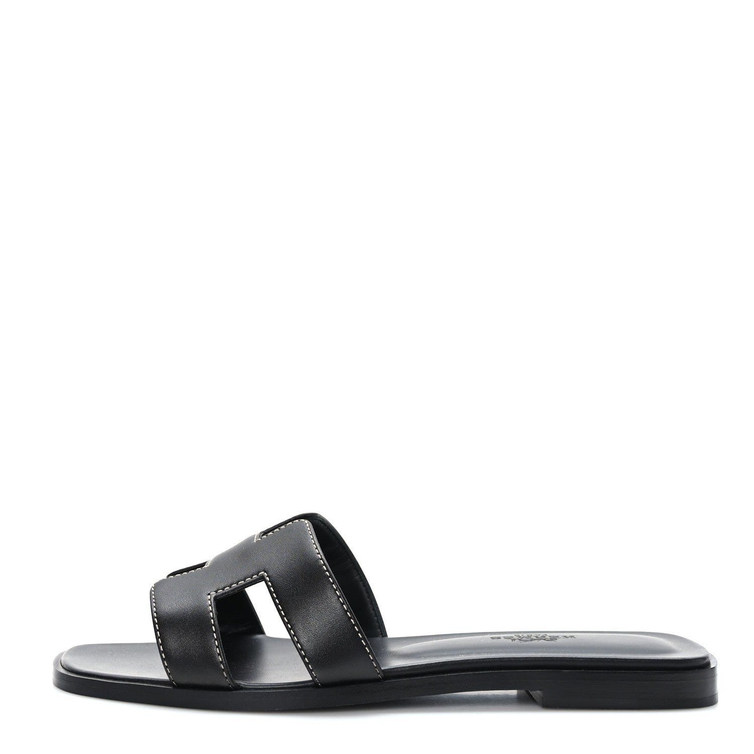 Hermes Box Calfskin Oran Sandals 36 Black 1 of 9