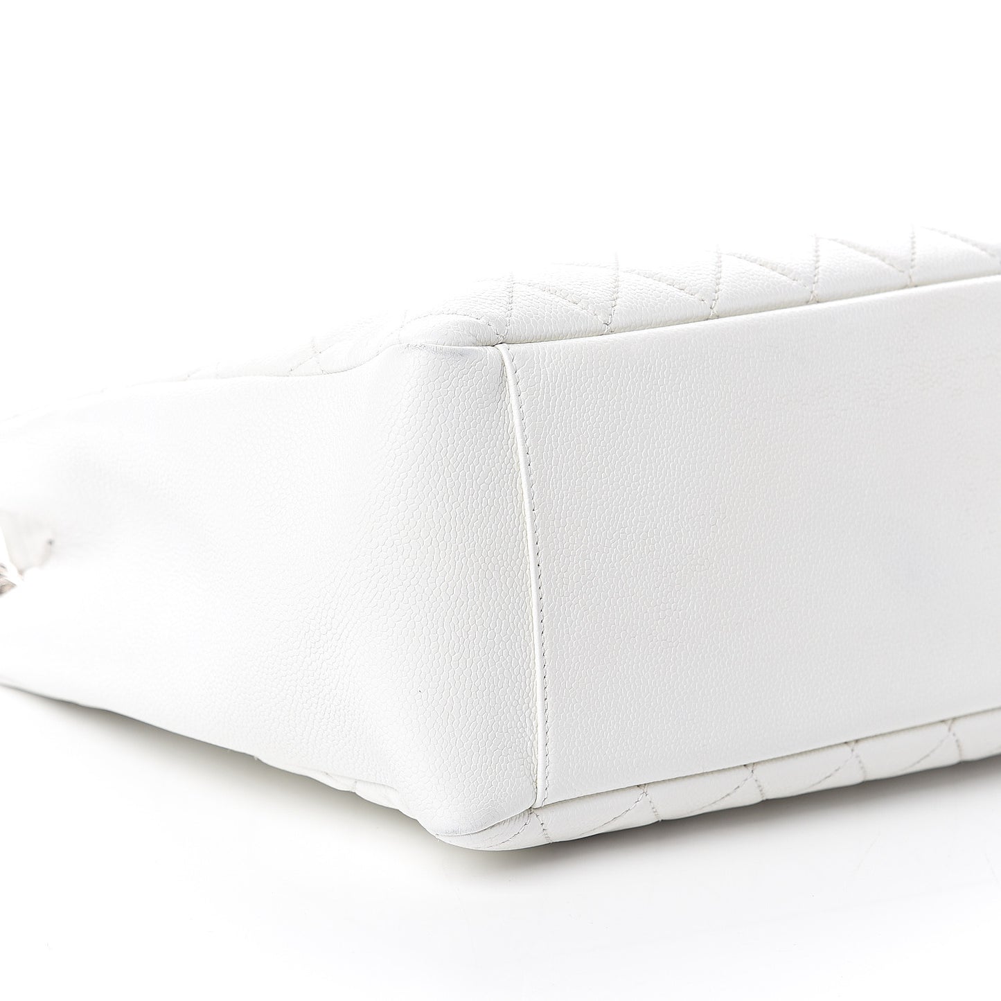 Caviar Quilted Grand Shopping Tote GST White