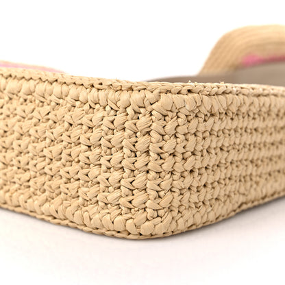 Prada Yarn Raffia Effect Crochet Striped Re-Edition 2005 Shoulder Bag Naturale Petalo 8 of 9