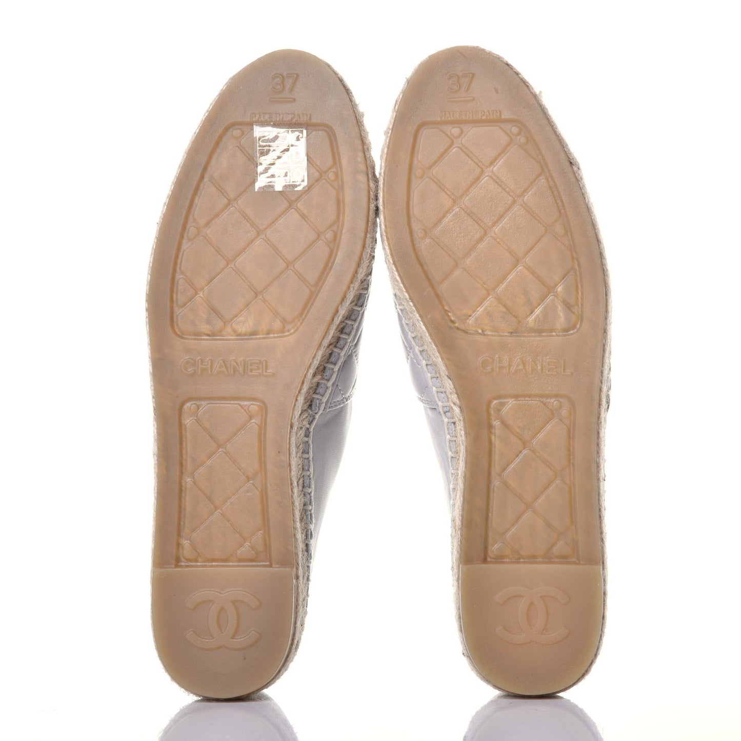 Lambskin Quilted CC Espadrilles 37 Grey