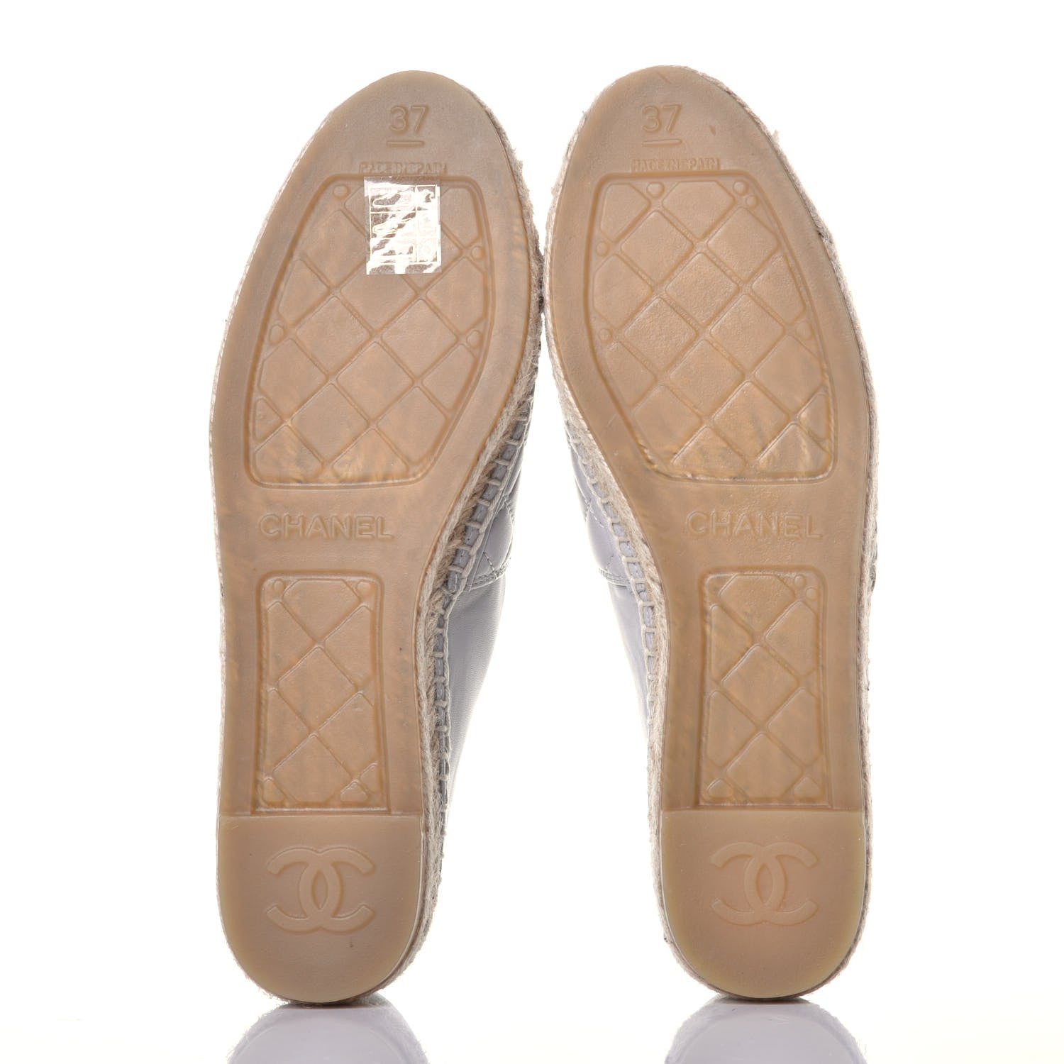 Chanel Lambskin Quilted CC Espadrilles 37 Grey 5 of 9