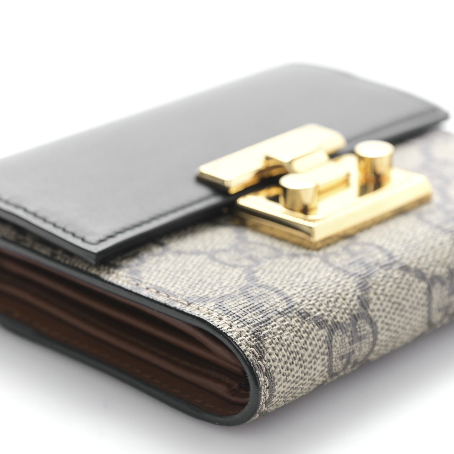 Gucci GG Supreme Monogram Calfskin Padlock Wallet Beige Black 7 of 9