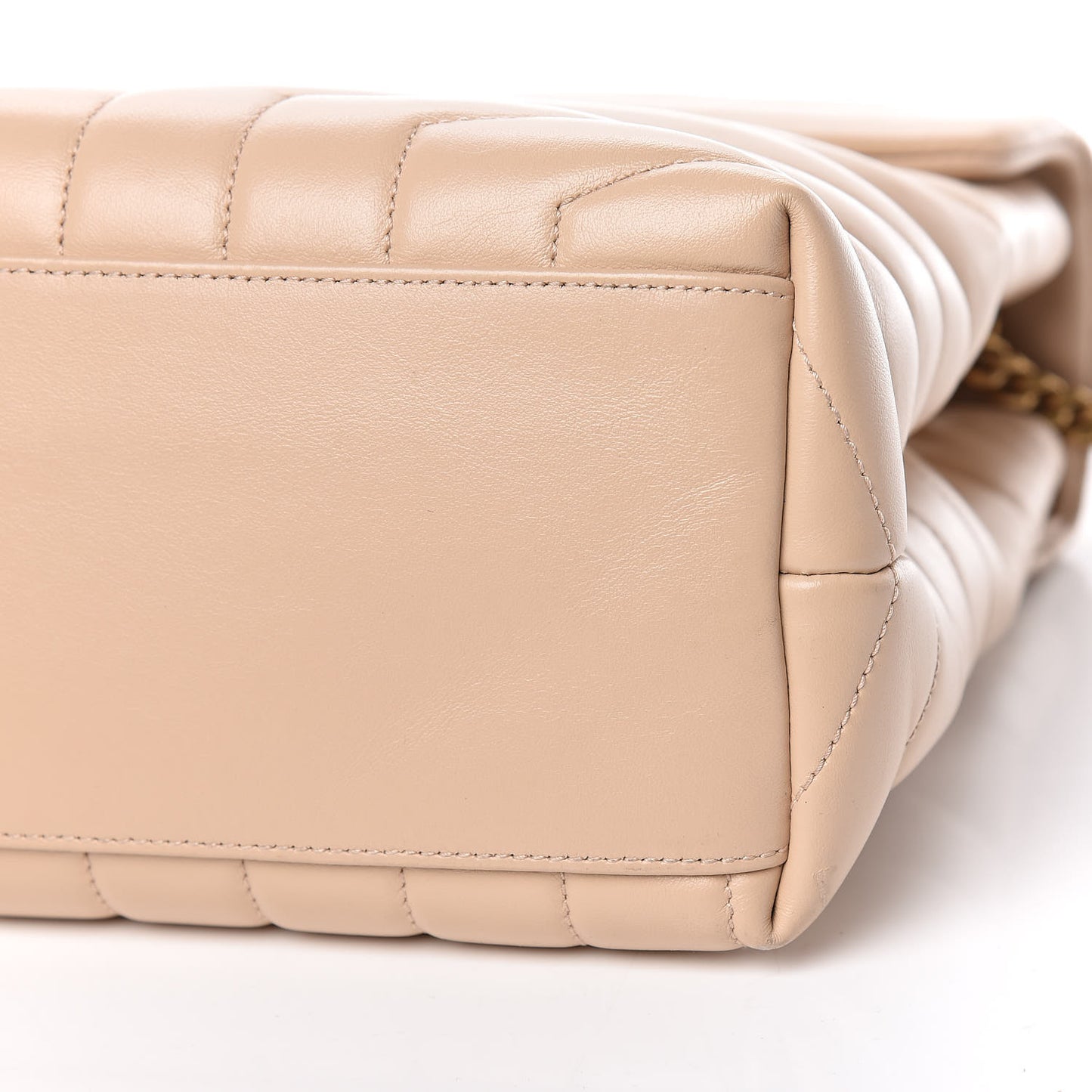 Calfskin Y Quilted Monogram Medium Loulou Chain Satchel Nude Powder