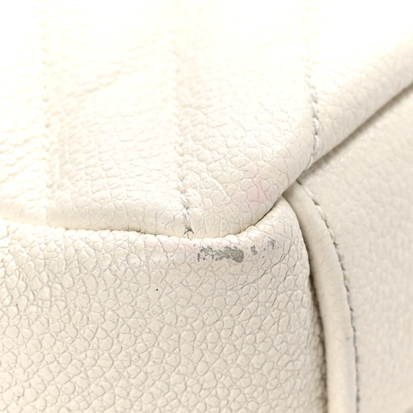 Grained Calfskin Matelassé Chevron Monogram Classic Baby Chain Bag White