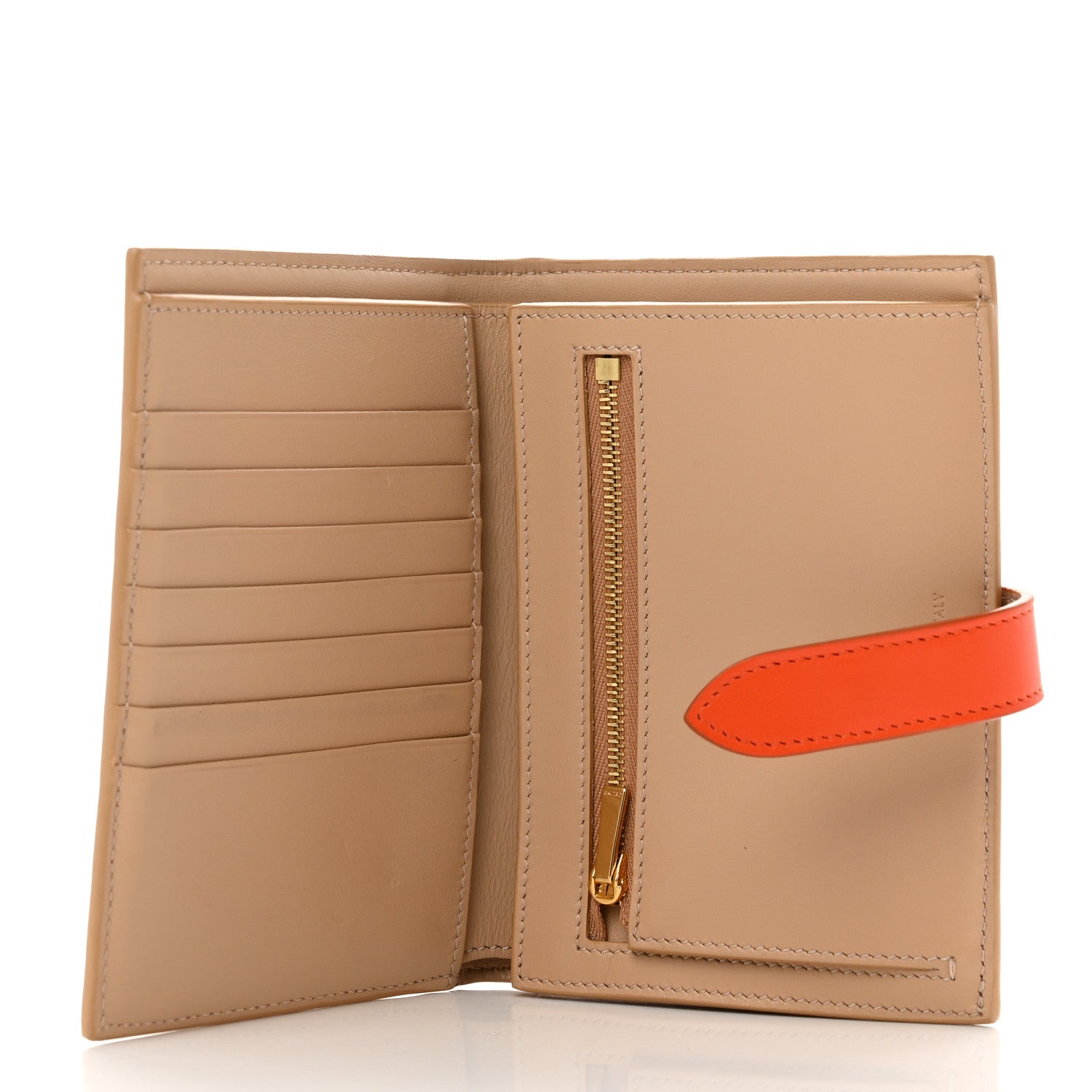Celine Grained Calfskin Medium Multifunction Strap Wallet Shell Pop Orange 5 of 8