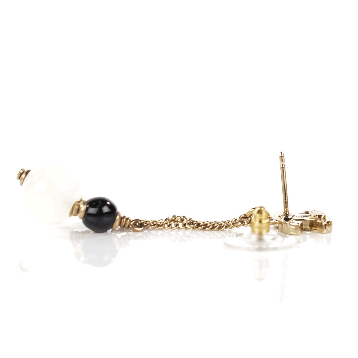Chanel Enamel Beaded CC Drop Earrings Black Gold 4 of 4