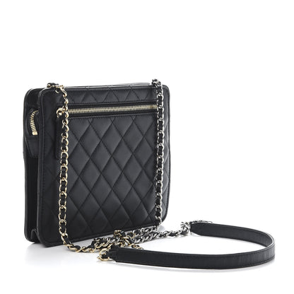 Chanel Lambskin Quilted Square Front Pocket Clutch With Chain Black 3 of 11
