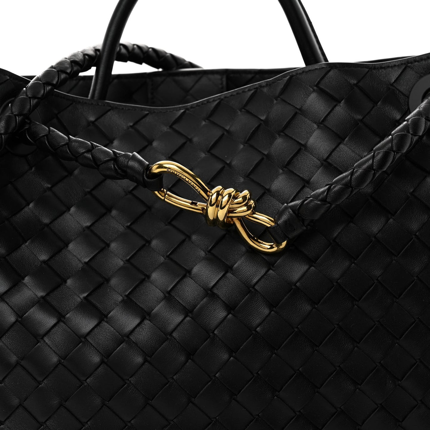 Nappa Intrecciato Medium Andiamo Shoulder Bag Black