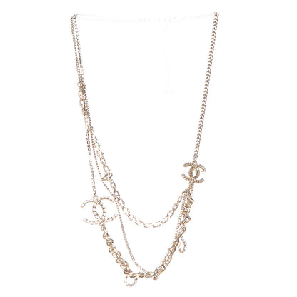Chanel Crystal Chain CC Necklace Gold 3 of 7