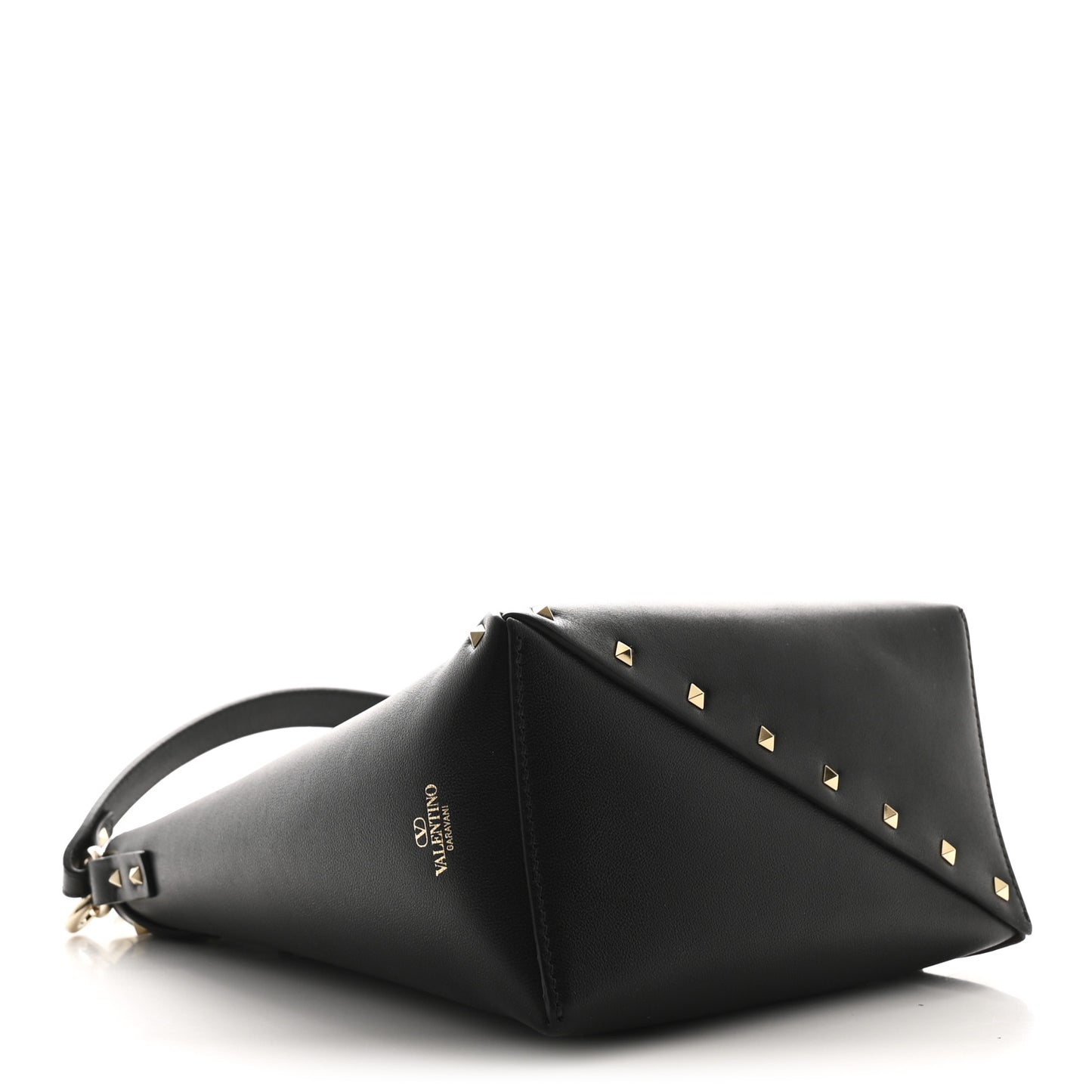 Calfskin Rockstud Wispy Bucket Bag Black