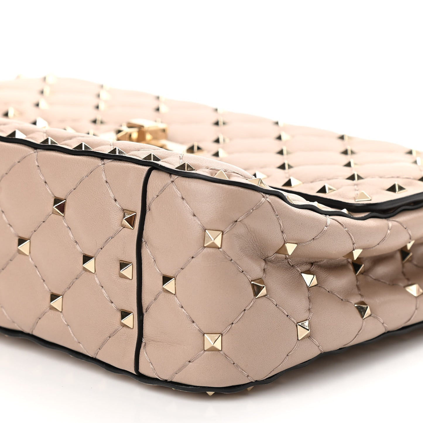 Lambskin Medium Rockstud Spike Shoulder Bag Poudre