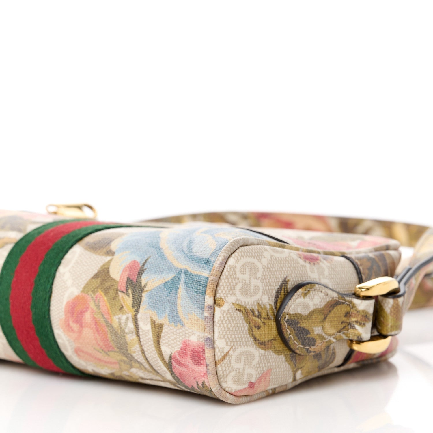 Gucci GG Supreme Monogram Water Flora Web Mini Ophidia Shoulder Bag Beige White Multicolor 10 of 11