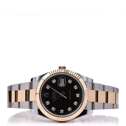 Rolex 18K Yellow Gold Stainless Steel Diamond 41mm Oyster Perpetual Datejust Watch 3 of 9