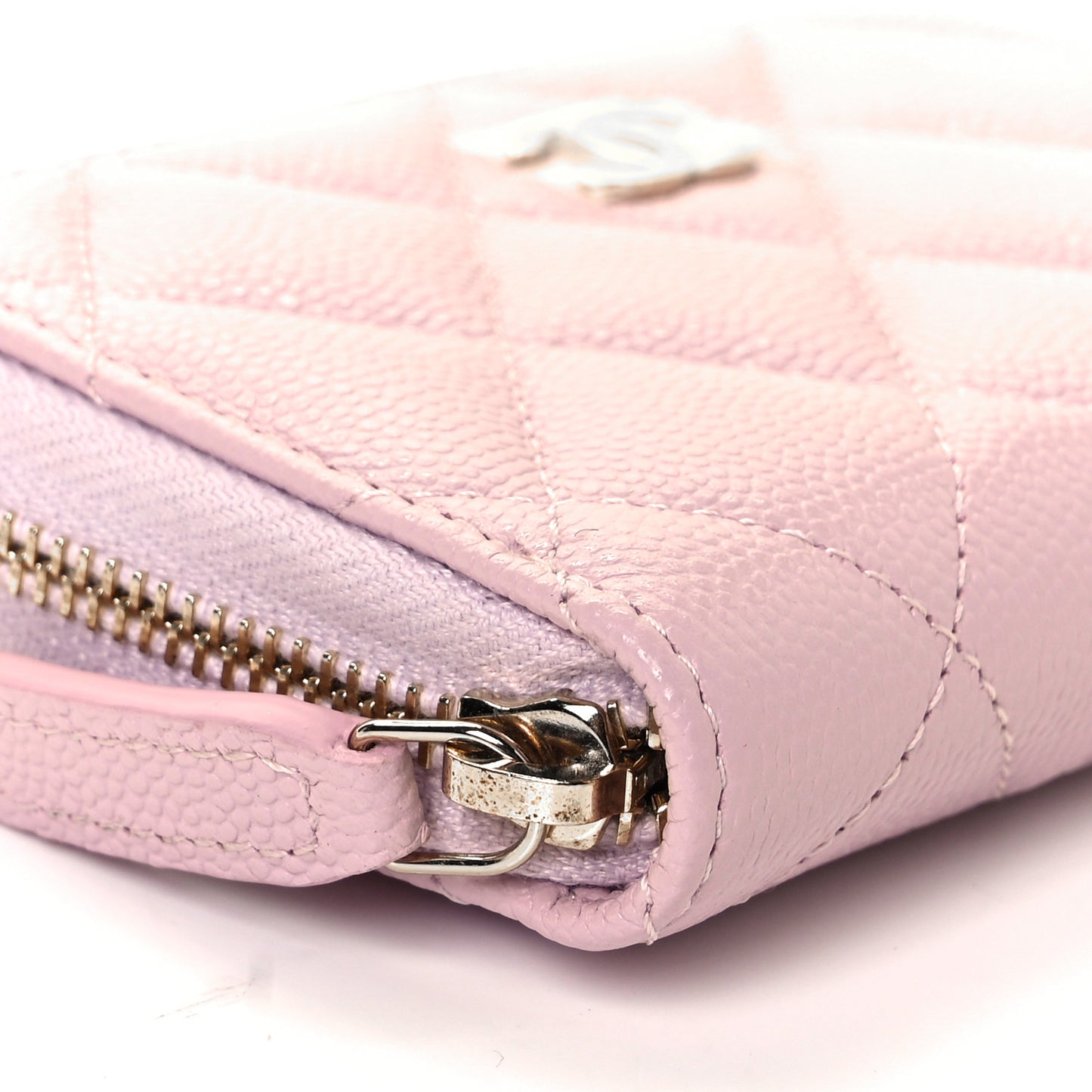 Caviar Quilted Zip Coin Purse Light Pink