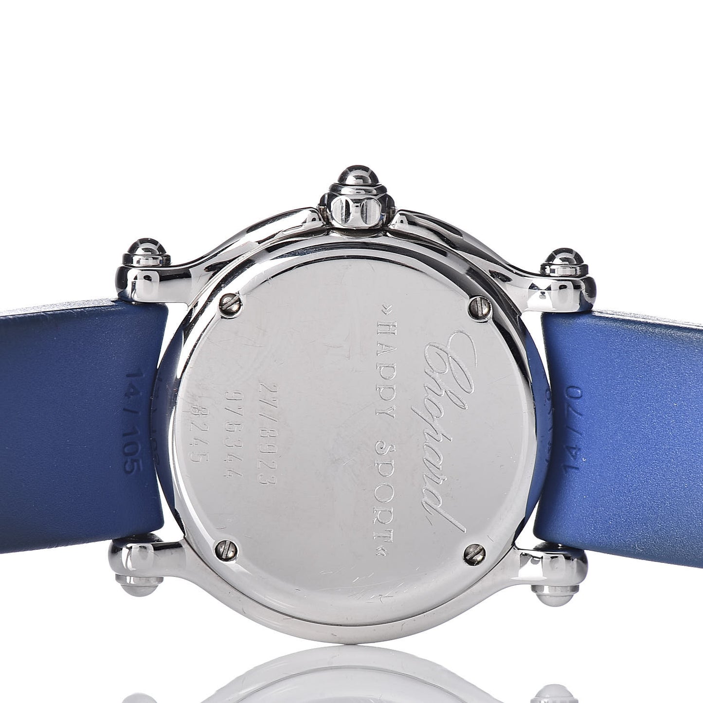 Stainless Steel Rubber Diamond 26mm Happy Sport Fish Quartz Watch Blue