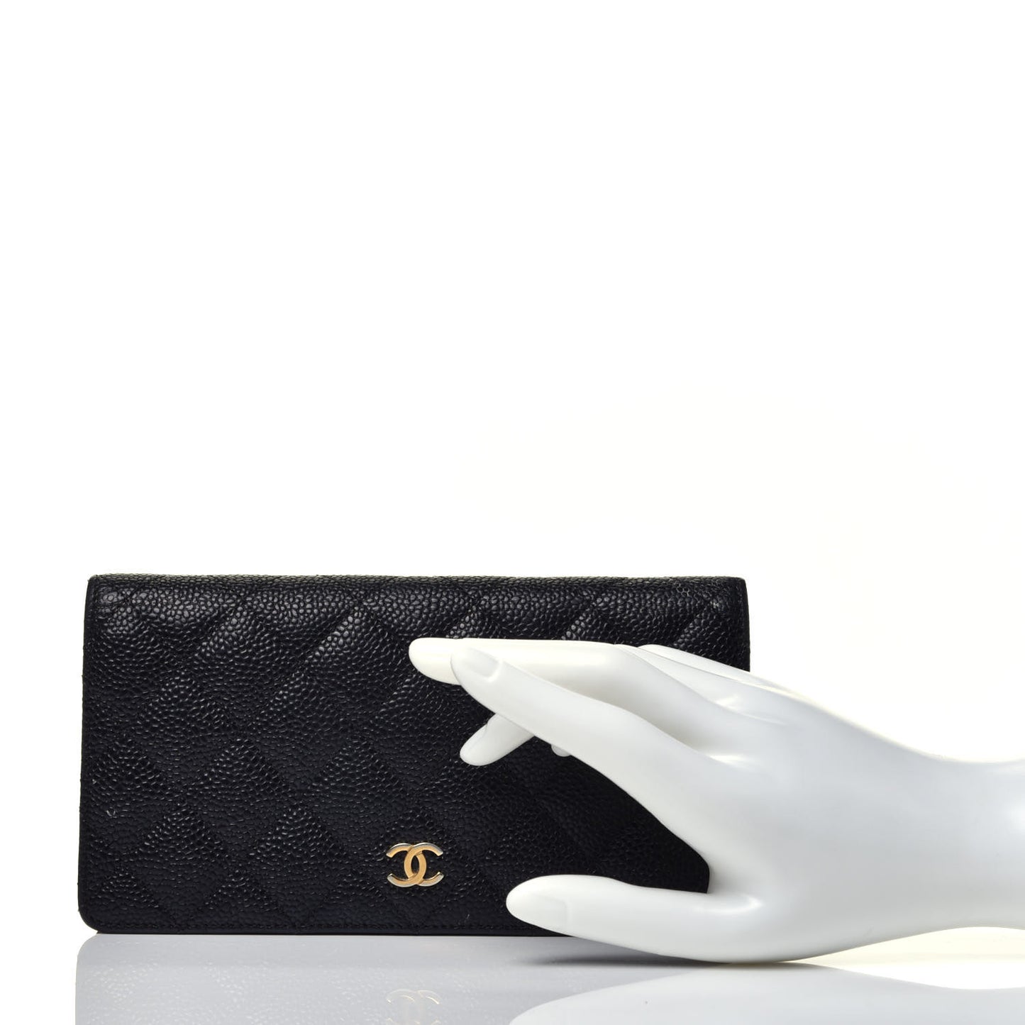 Caviar Quilted Yen Wallet Black