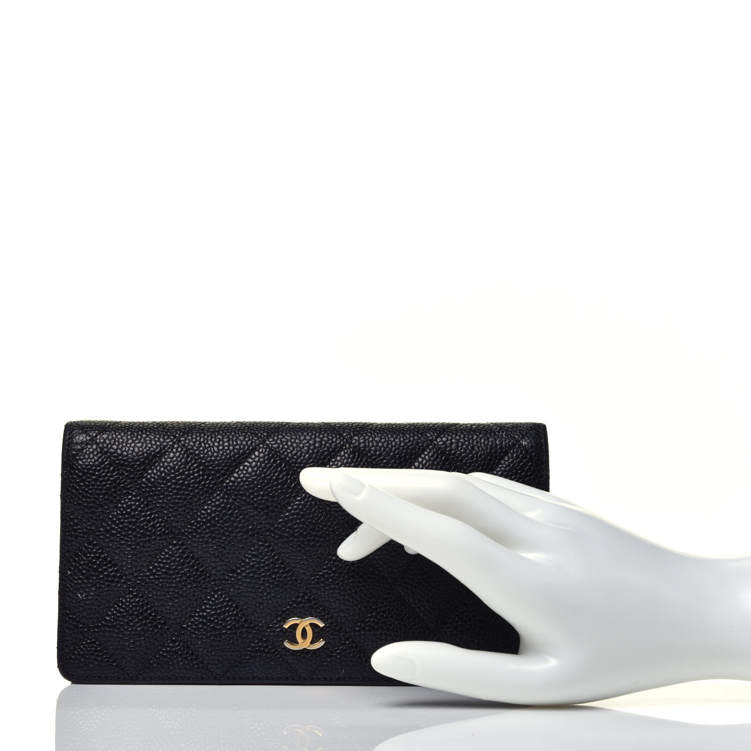 Chanel Caviar Quilted Yen Wallet Black 2 of 7