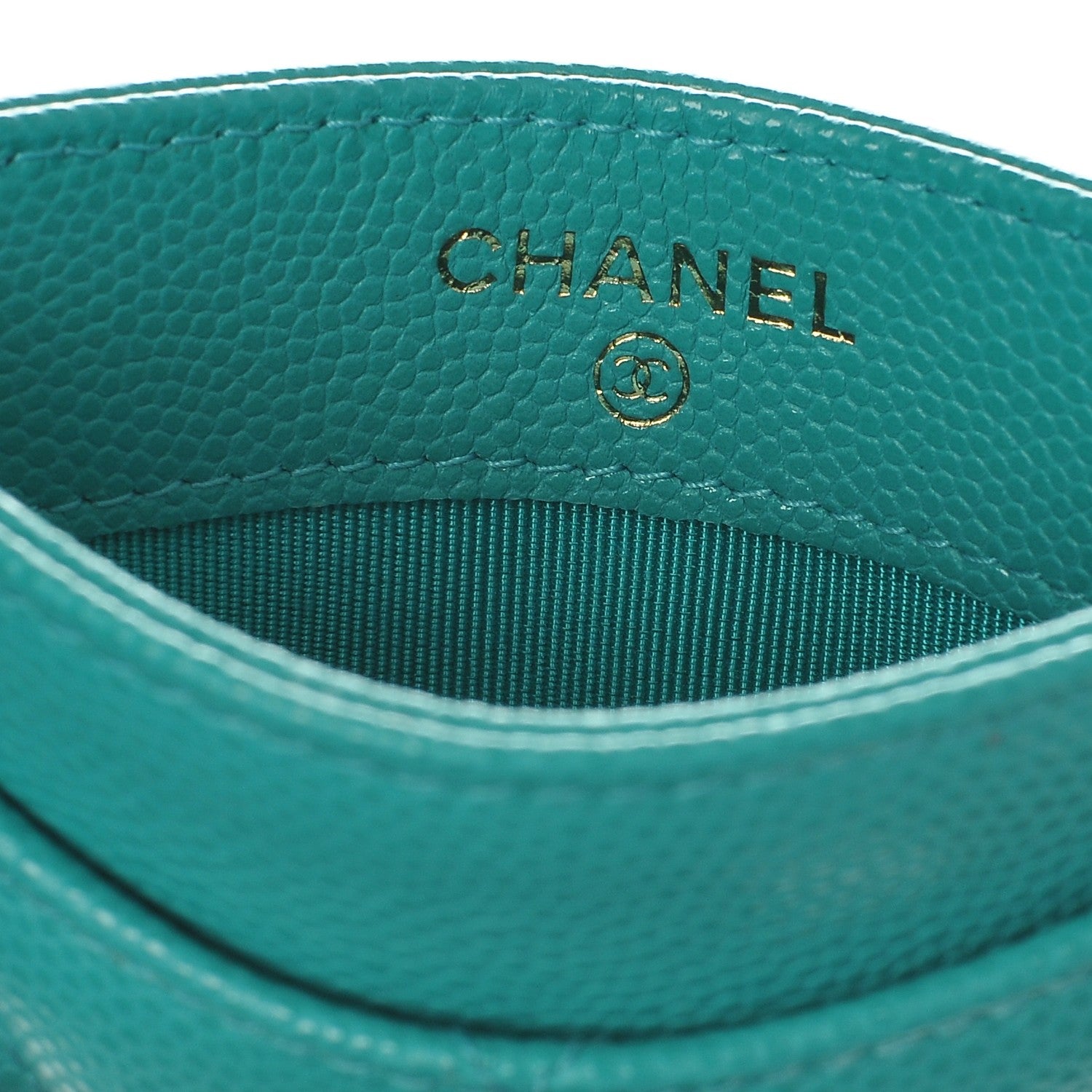 Chanel Caviar Quilted Card Holder Turquoise 5 of 7