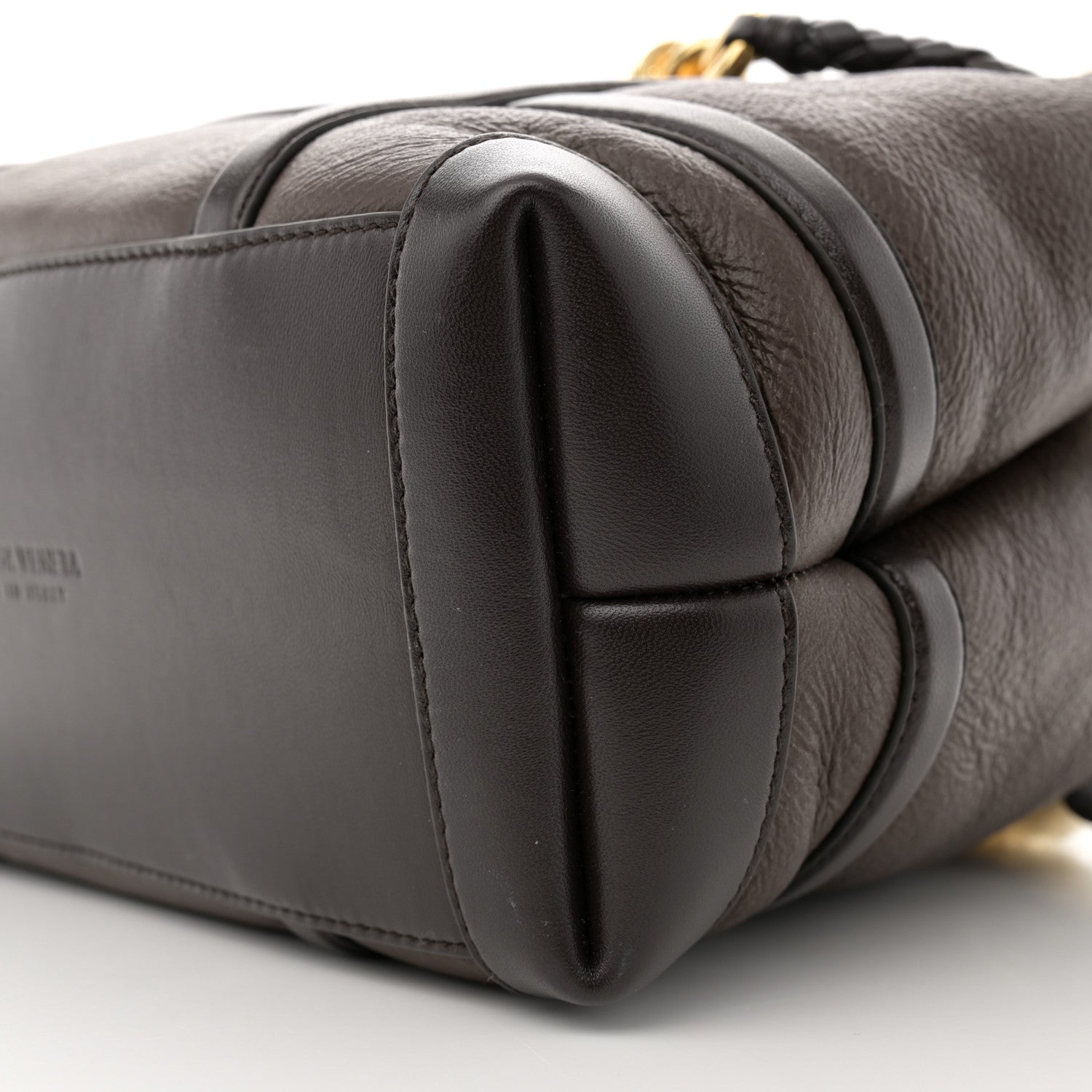 Bottega Veneta Shearling Aviator Small Andiamo Shoulder Bag Brown