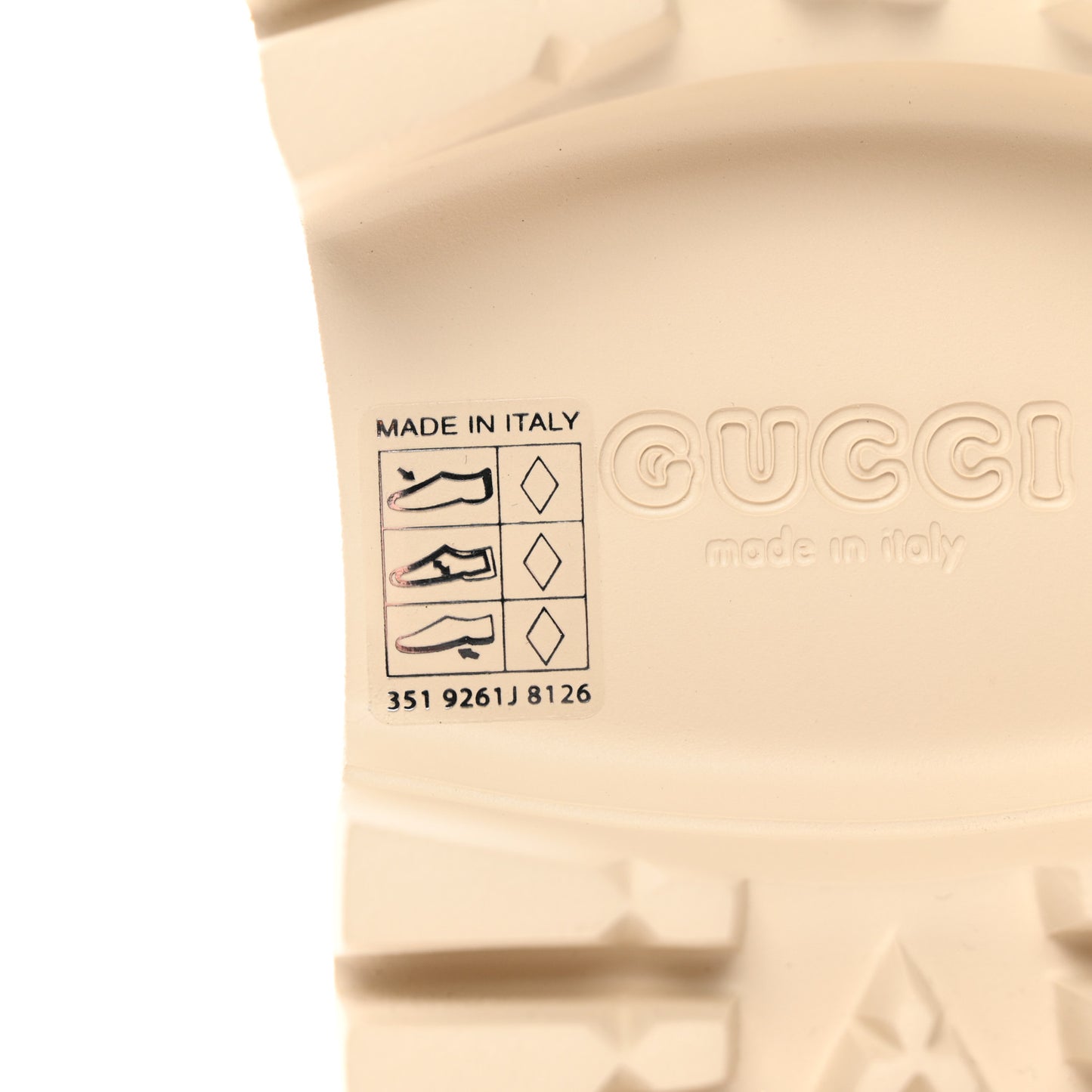 Rubber GG Monogram Perforated Elea Platform 55mm Lug Sole Sandals 38 Mystic White