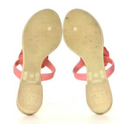 Chanel Jelly Quilted Camellia Thong Sandals 38 Beige Pink 12 of 12