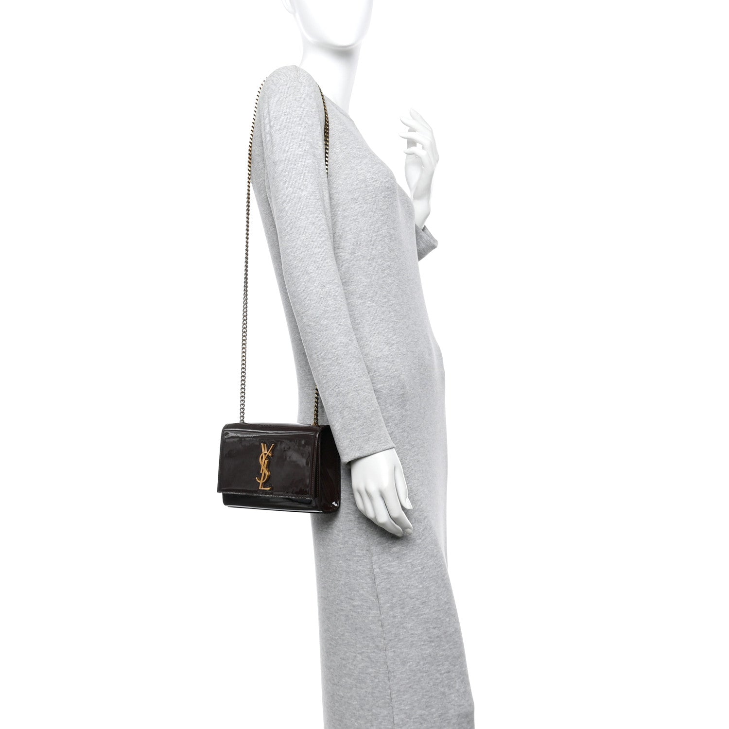 Saint Laurent Patent Small Monogram Kate Satchel Spicy Chocolate 2 of 10