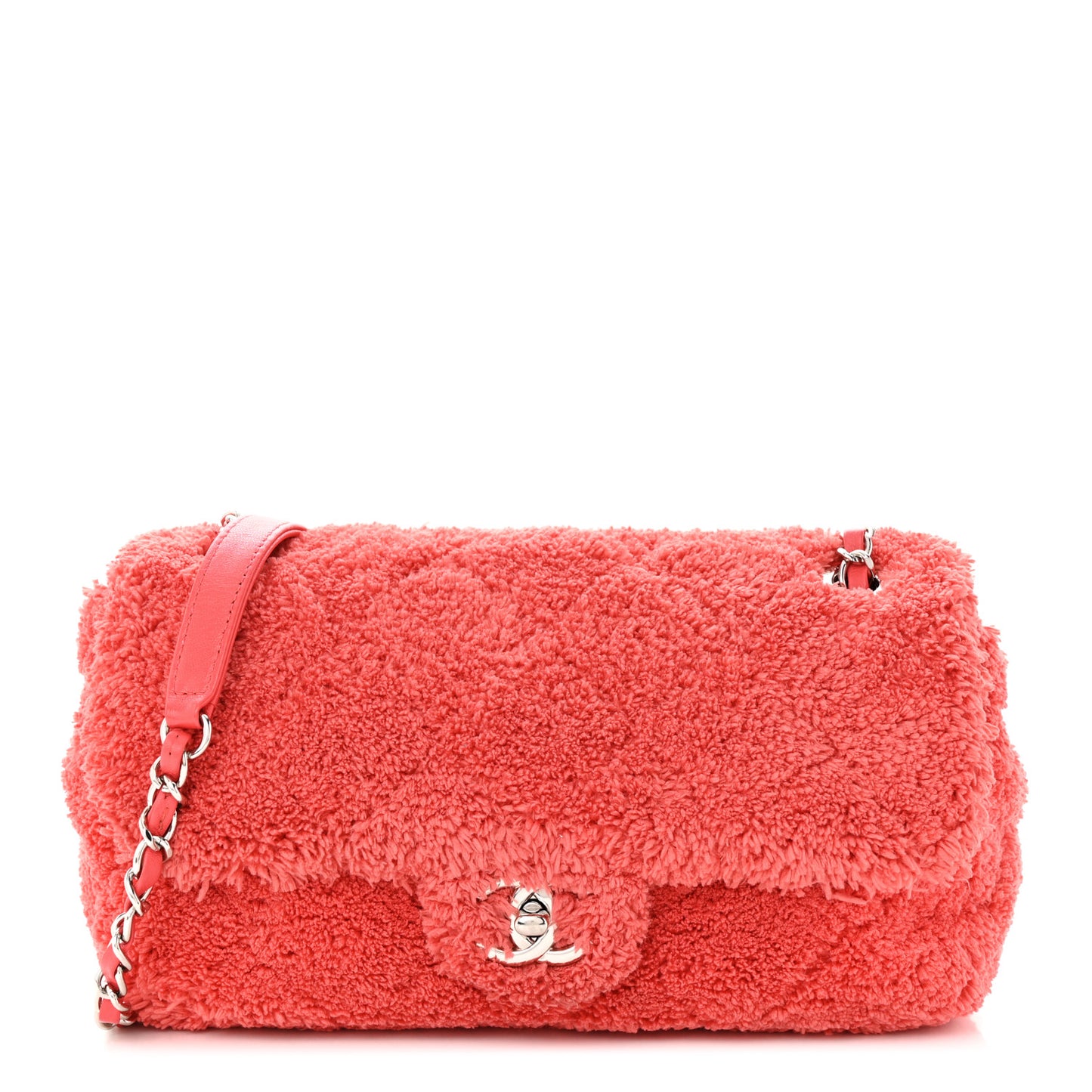 Lambskin Calfskin Mixed Fibers Quilted Medium Flap Pink