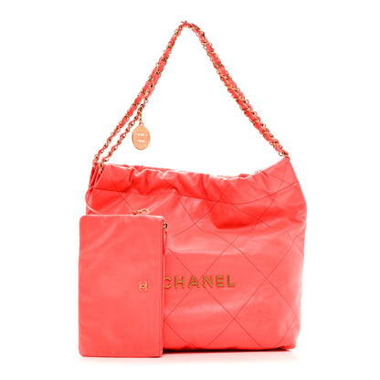 Chanel Shiny Calfskin Quilted Small Chanel 22 Coral 5 of 21