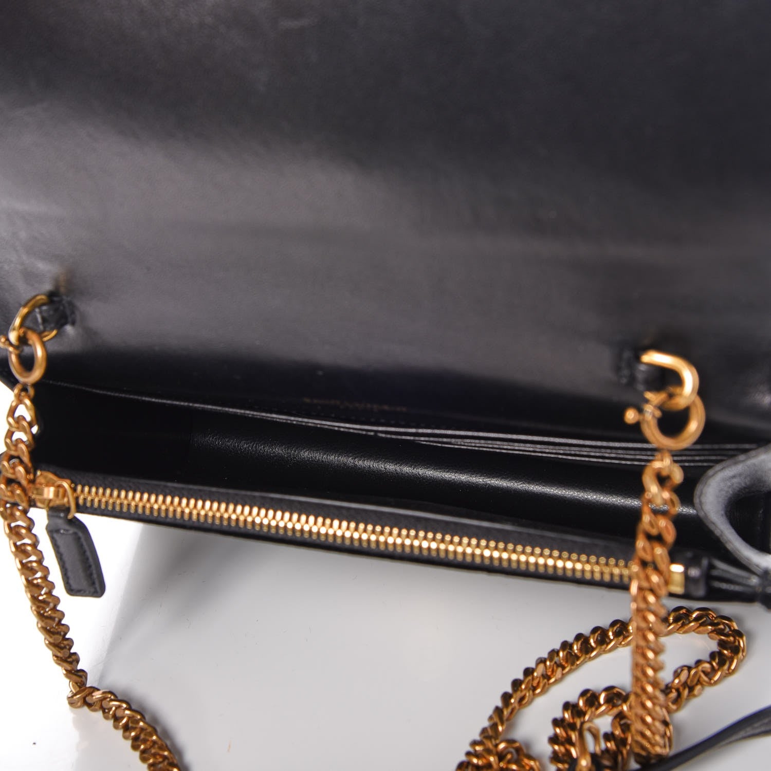 Saint Laurent Velvet Crystal Embellished Monogram Kate Chain Wallet Black 5 of 7
