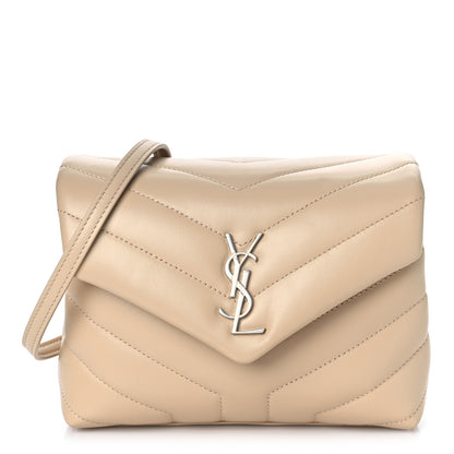 Saint Laurent Calfskin Y Quilted Monogram Toy Loulou Crossbody Bag Nude Powder 1 of 8