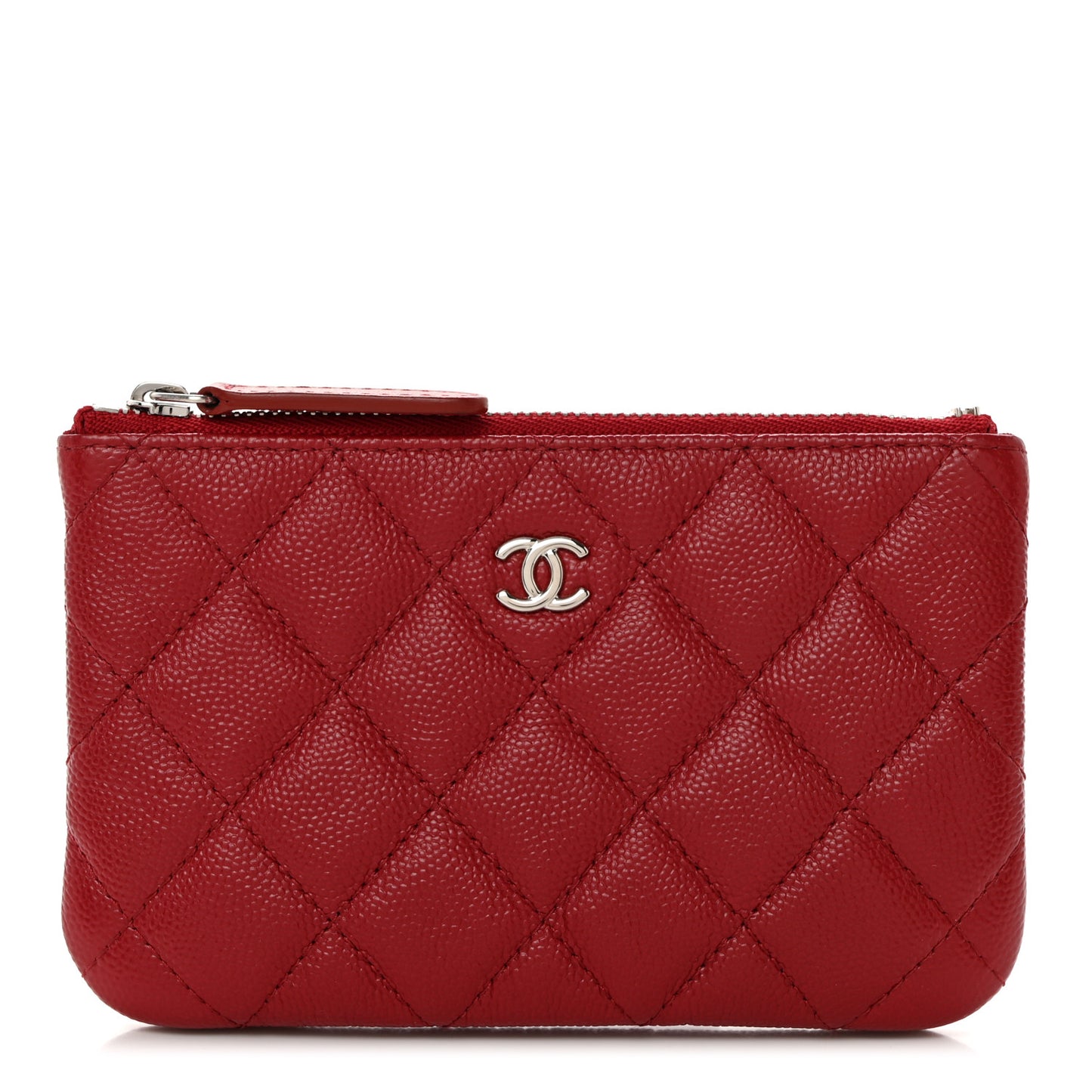 Caviar Quilted Small Cosmetic Case Red