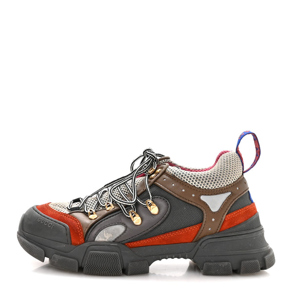 Gucci X SEGA Mesh Canvas Calfskin Womens Flashtrek Sneakers 36