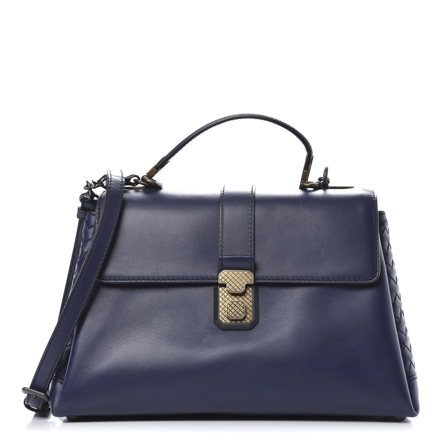 French Calfskin Medium Piazza Bag Atlantic