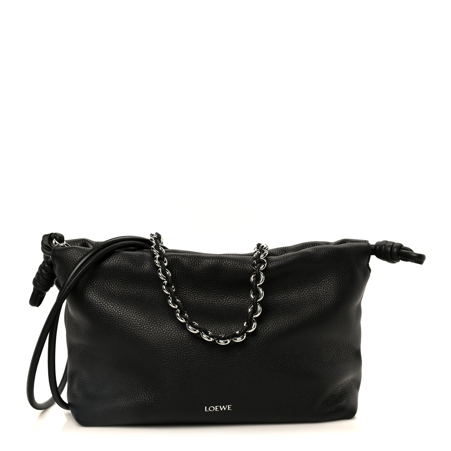 Mellow Nappa Medium Donut Chain Flamenco Knot Purse Black