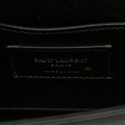 Saint Laurent Box Calfskin Monogram Medium Solferino Satchel Black 6 of 9