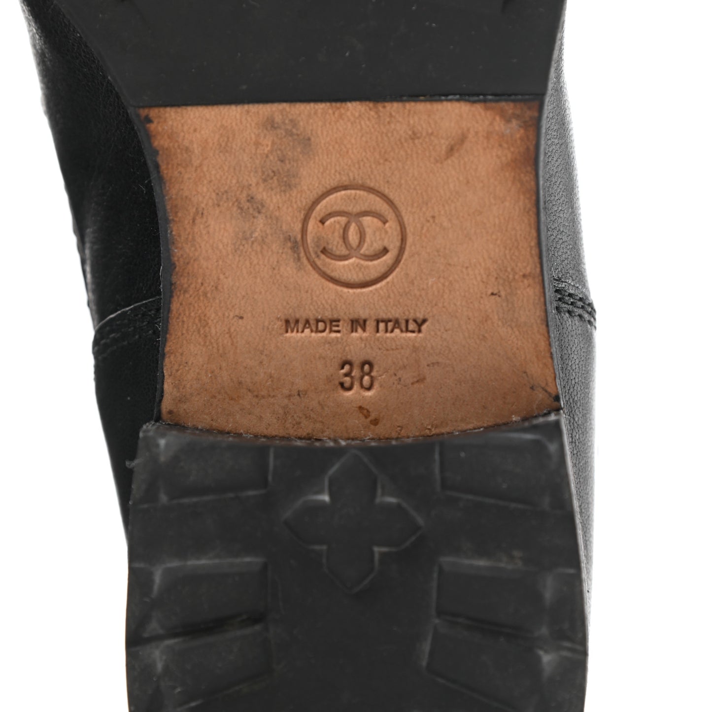 Sheepskin Quilted CC Tall Lace Up Combat Boots 38 Black