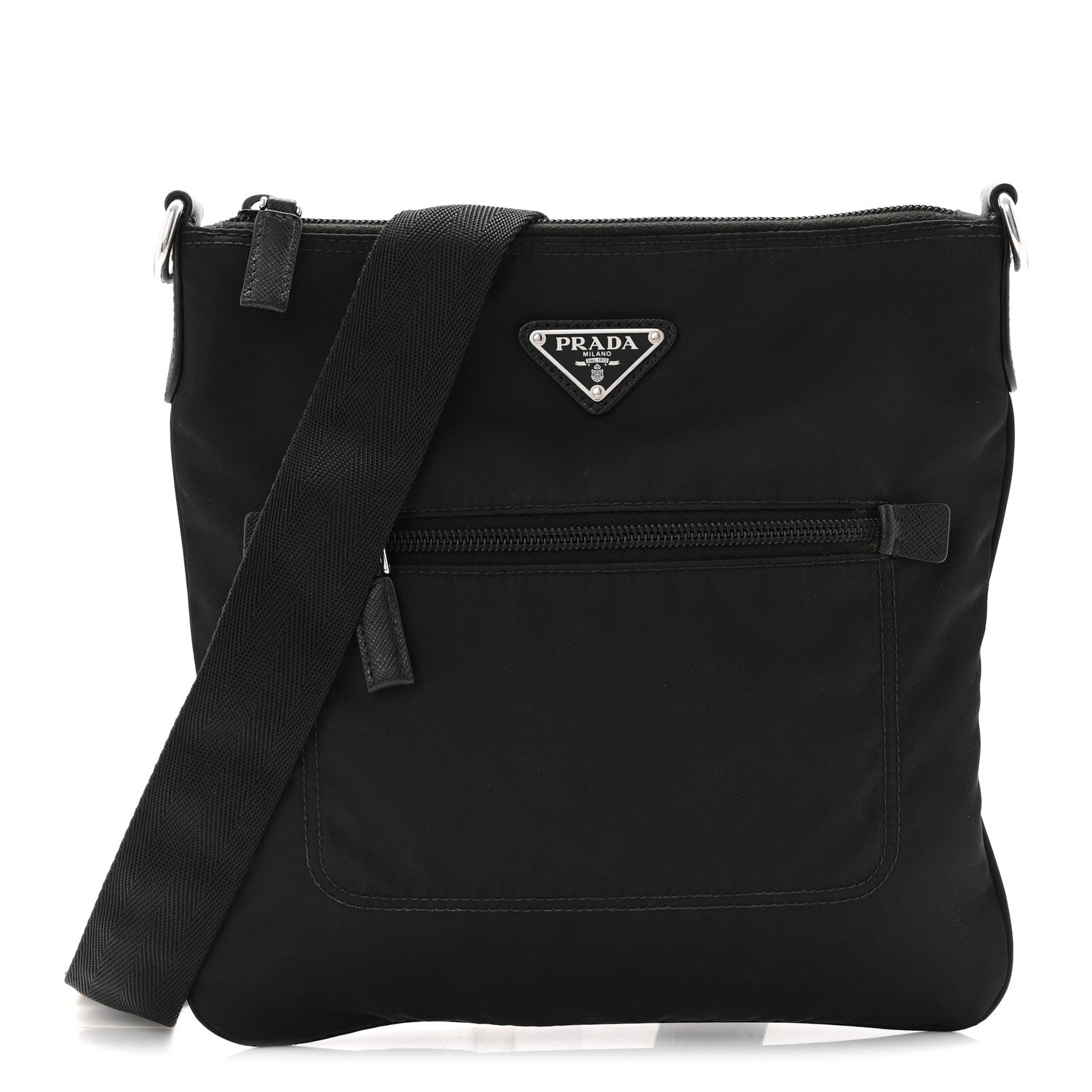 Prada Tessuto Nylon Saffiano Flat Messenger Bag  Black 2 of 21